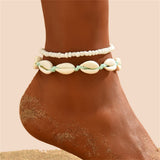 Lianfudai Bohemian Natural Shell Anklets For Women Foot Jewelry Summer Beach Barefoot Bracelets Ankle on Leg Chain Ankle Strap Accessories