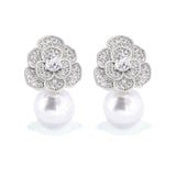 Lianfudai Fashion Imitation Pearl Wedding  Jewelry Elegant Zircnia Crystals Stud Earrings For Women Patry Dress Accessories CE1858