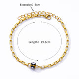 Lianfudai Evil Eye Beaded Anklets for Women Stainless Steel Gold Plated Ankle Bracelet New In Trend Summer Beach Jewelry Accessories