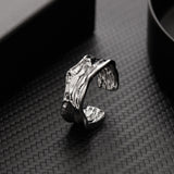 Lianfudai INS Fashion Silver Color Minimalist Irregular Twined Finger Rings Creative Geometric Punk Opening Rings for Women Girls Jewelry