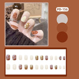 Lianfudai 24pcs Small Fresh White Flowers Decorated Frosted Matte Wearable Fake Nails Suitable Fairy Girl Summer Hand Decoration T