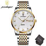 Lianfudai father's day gifts Stainless Steel Quartz Date Calendar Business Men Wristwatch Top Brand Luxury Fashion Waterproof Luminous Men Watch Reloj Hombre