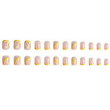 Lianfudai 24pcs Lemon Short Wear Tips Nail False Patch Press on Nails Supplies for Professionals Artifical Fake Nails Faux Ongles Uñas