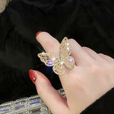 Lianfudai The New Trend Micro Set Zircon Exquisite Opening Ring Lady Luxury Fashion All-match Temperament Ring Female