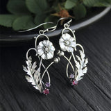 Lianfudai New Lotus Silver Color Earrings Elf Jewelry Fashion Floral Design Ladies Pendant Earrings Gift