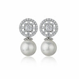 Lianfudai Fashion Imitation Pearl Wedding  Jewelry Elegant Zircnia Crystals Stud Earrings For Women Patry Dress Accessories CE1858