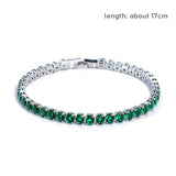 Lianfudai Geometric Green Zircon Bracelet & Bangles for Women Shiny Crystal CZ Tennis Bracelets Weddings Party Statement Jewelry