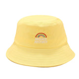 Lianfudai Unisex Foldable Embroidered Bucket Hat Rainbow Print Outdoor Sunscreen Cap Fisherman Hats