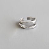 Lianfudai INS Fashion Silver Color Minimalist Irregular Twined Finger Rings Creative Geometric Punk Opening Rings for Women Girls Jewelry