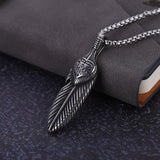 Lianfudai father's day gifts Goth Punk Angel Wings Feather Pendant Necklace for Men Women Trend Street Hip Hop Sweater Chains T-Shirt Accessories Jewelry