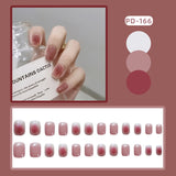 Lianfudai 24pcs Small Fresh White Flowers Decorated Frosted Matte Wearable Fake Nails Suitable Fairy Girl Summer Hand Decoration T