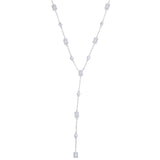 Lianfudai Sexy Long Y Lariat Necklace For Women 5A Cubic Zirconia Geometric Rectangle CZ Cluster Charm Station Chains