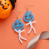 Lianfudai Cute Halloween Earrings for Women Stainless Steel Gold Plated Pumpkin Head Earring Boho Beads Jewelry Accessories Free Shipping