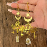 Lianfudai Amethyst Butterfly Drop Earrings For Women Fashion Simple Sun Moon Lady Birthday Logistics Pendant Earrings Jewelry Direct Sales