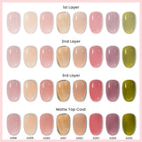 Lianfudai - Transparent Nude Jelly Gel Nail Polish Semi Permanent 7.3ml Top Coat Soak Off UV LED Varnish Nail Art Design Base Gel