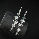 Lianfudai Silver color earrings Ivy Elven earrings Botanical jewelry Plant earrings Leaf design