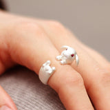 Lianfudai Vintage Chic Rabbit Animal Knuckle Rings for Women Girls Charm Gothic Punk Frog Cat Octopus Opening Finger Rings Fashion Jewelry