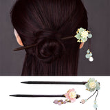 Lianfudai gifts for women  Retro Classic Flower Wood Hair Sticks For Women Handmade Crystal Beads Tassels Hairpins Hanfu Hair Forks Chinese Hair Accessory