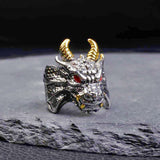 Lianfudai father's day gifts Classic Mens Personality Domineering Bull Head Ring Fashion Trend Bull Magic Ring Opening Adjustable Size Goth Punk Jewelry Gift