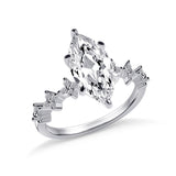 Lianfudai western jewelry for women Crystal Marquise Cubic Zircon Wedding Rings for Women Simple Stylish Design Female Finger-ring Party Gift Fashion Jewelry