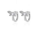 Lianfudai Zircon Dragonfly Butterfly Hoop Earrings For Women Stainless Steel Insect Piercing Earring Cute Vintage Wedding Jewelry aretes