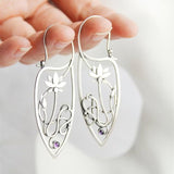 Lianfudai New Lotus Silver Color Earrings Elf Jewelry Fashion Floral Design Ladies Pendant Earrings Gift