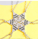 Lianfudai 6-piece Best Friend Necklace Hexagon Letter Pendant Bff   Choker  Fashion Men And Women Friendship Necklace Jewelry Accessories