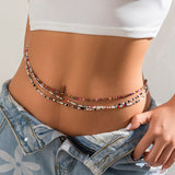 Lianfudai Ingemark 3Pcs/Set Boho Elastic Seed Beads Waist Belly Belt Chains Women Summer Bikini Sexy Aesthetic Body Jewelry Accessories