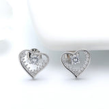 Lianfudai Fashion Authentic 925 Sterling Silver Cubic Zirconia Hollow Love Heart Stud Earring for Women Wedding Party Gifts