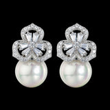 Lianfudai Fashion Imitation Pearl Wedding  Jewelry Elegant Zircnia Crystals Stud Earrings For Women Patry Dress Accessories CE1858