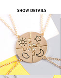 Lianfudai New Four-piece Star Moon Necklace Best Friend Cloud Pendant Sisters Friendship Necklace Fashion Men And Women Jewelry Gifts