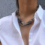 Lianfudai High Quality Punk Lock Choker Necklace Pendant Women Collar Statement Brand Gold Color Chunky Thick Chain Necklace Steampunk Men