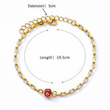 Lianfudai Evil Eye Beaded Anklets for Women Stainless Steel Gold Plated Ankle Bracelet New In Trend Summer Beach Jewelry Accessories