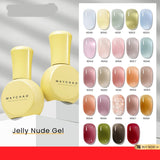 Lianfudai Jelly Gel 10ml Semi-transparent Nude Gel Nail Polish Top Coat Nail Art Semi Permanent Soak Off UV LED Varnish for Nail