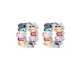 Lianfudai Rainbow Zircon Earrings for Women Stainless Steel Hoop Earring New Trending Luxury Aesthetic Jewelry aretes mujer