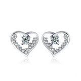 Lianfudai Fashion Authentic 925 Sterling Silver Cubic Zirconia Hollow Love Heart Stud Earring for Women Wedding Party Gifts