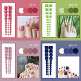 Lianfudai 24P Acrylic Toenails Tips Bright Faced Press On Nails Art Removable Fake Toenails With Glue Full Cover Artificial Toe False Nail