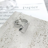 Lianfudai INS Fashion Silver Color Minimalist Irregular Twined Finger Rings Creative Geometric Punk Opening Rings for Women Girls Jewelry