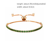 Lianfudai Geometric Green Zircon Bracelet & Bangles for Women Shiny Crystal CZ Tennis Bracelets Weddings Party Statement Jewelry