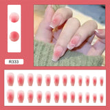 Lianfudai 24pcs/box Fake Nails Press on Short Reusable with Designs Set French Artificial Pink kawaii False Tipsy Stick-on Nails Tips Art