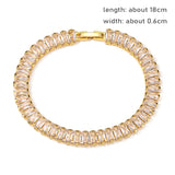 Lianfudai Geometric Green Zircon Bracelet & Bangles for Women Shiny Crystal CZ Tennis Bracelets Weddings Party Statement Jewelry