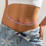 Lianfudai Ingemark 3Pcs/Set Boho Elastic Seed Beads Waist Belly Belt Chains Women Summer Bikini Sexy Aesthetic Body Jewelry Accessories