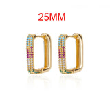 Lianfudai Rainbow Zircon Earrings for Women Stainless Steel Hoop Earring New Trending Luxury Aesthetic Jewelry aretes mujer