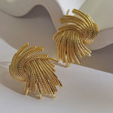 Lianfudai Punk Irregular Metal Twist Big Geometric Earrings Unique Gold Color Drop Earrings Women New Fashion Jewelry brincos