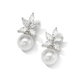 Lianfudai Fashion Imitation Pearl Wedding  Jewelry Elegant Zircnia Crystals Stud Earrings For Women Patry Dress Accessories CE1858