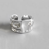 Lianfudai INS Fashion Silver Color Minimalist Irregular Twined Finger Rings Creative Geometric Punk Opening Rings for Women Girls Jewelry