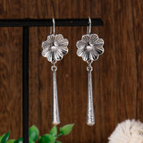 Lianfudai New Lotus Silver Color Earrings Elf Jewelry Fashion Floral Design Ladies Pendant Earrings Gift