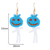 Lianfudai Cute Halloween Earrings for Women Stainless Steel Gold Plated Pumpkin Head Earring Boho Beads Jewelry Accessories Free Shipping