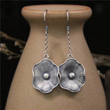 Lianfudai New Lotus Silver Color Earrings Elf Jewelry Fashion Floral Design Ladies Pendant Earrings Gift