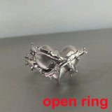 Lianfudai Creative Gothic Black Spider Animal Rings Funny Halloween Party Octopus Wizard Hat Ghost Pumpkins Finger Rings Halloween Jewelry